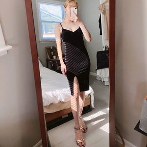 Velour Bodycon Midi Dress